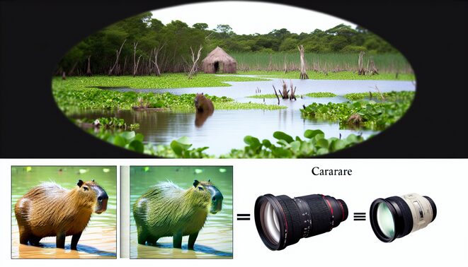 alt_text: A serene capybara habitat with lush wetlands, showing beauty and conservation challenges.